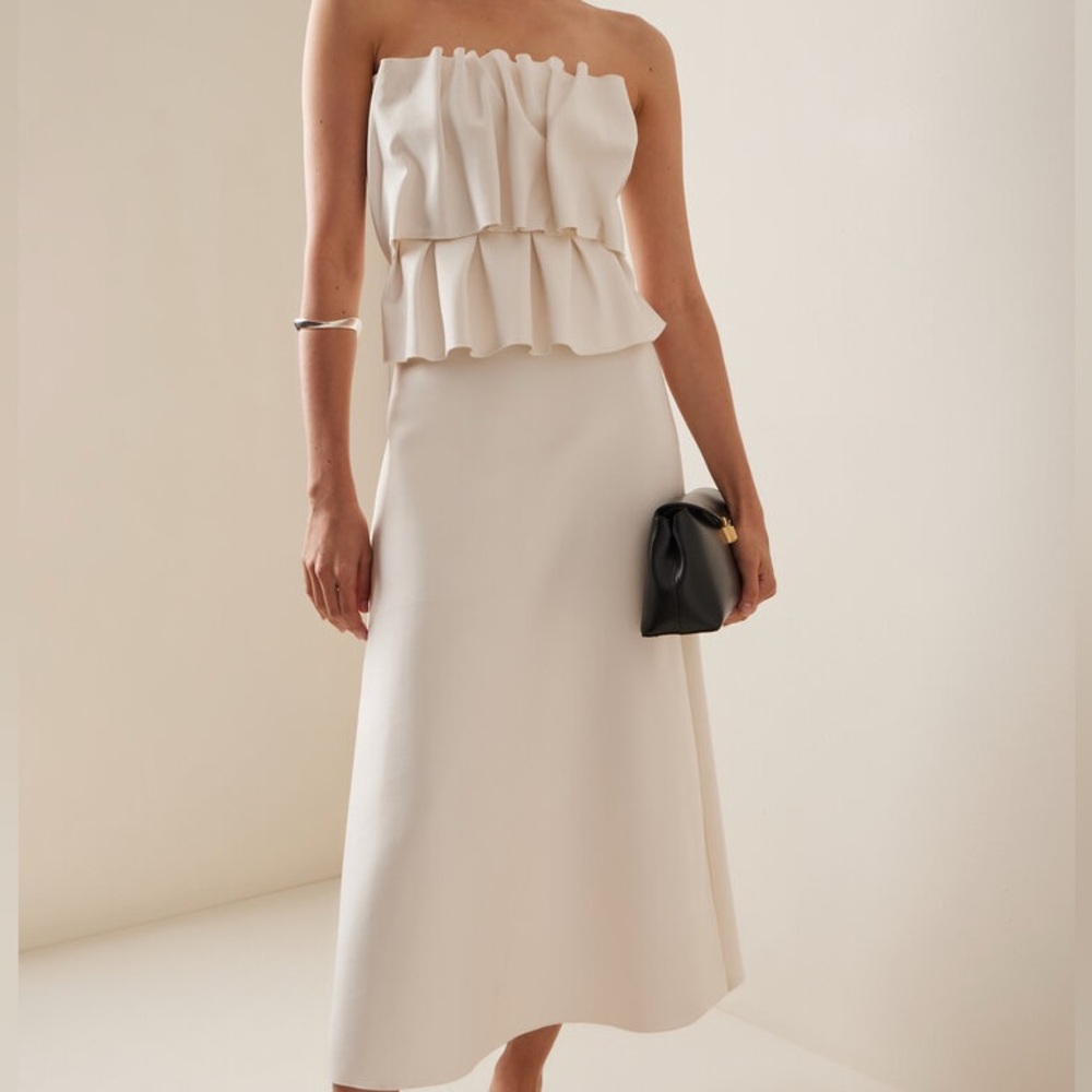 House Of Dagmar Ruffled Sculpted Tube Midi Dress